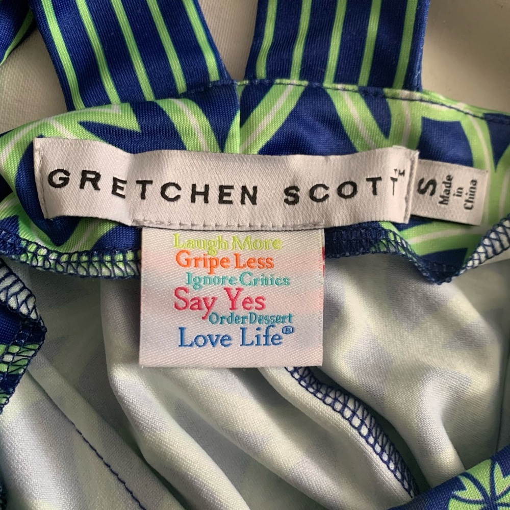 Gretchen Scott Designs SZ S Blue/Green Jersey Isosceles Cut Out Dress - Picture 7 of 7
